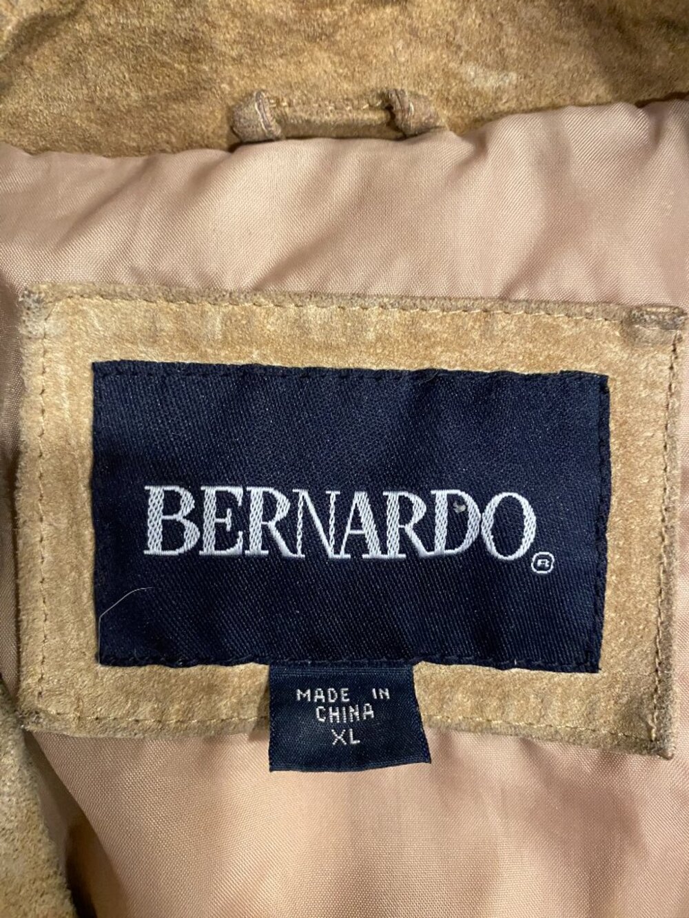 Bernardo Genuine Leather Suede Jacket XL Camel Tan Distressed Vintage - Picture 9 of 16
